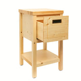 Smeđa stojeći kupaonski ormarić Naturel Country od masivne smreke s četkanom reljefnom površinom.