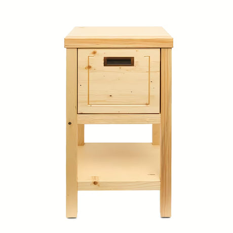 Smeđa stojeći kupaonski ormarić Naturel Country od masivne smreke s četkanom reljefnom površinom.