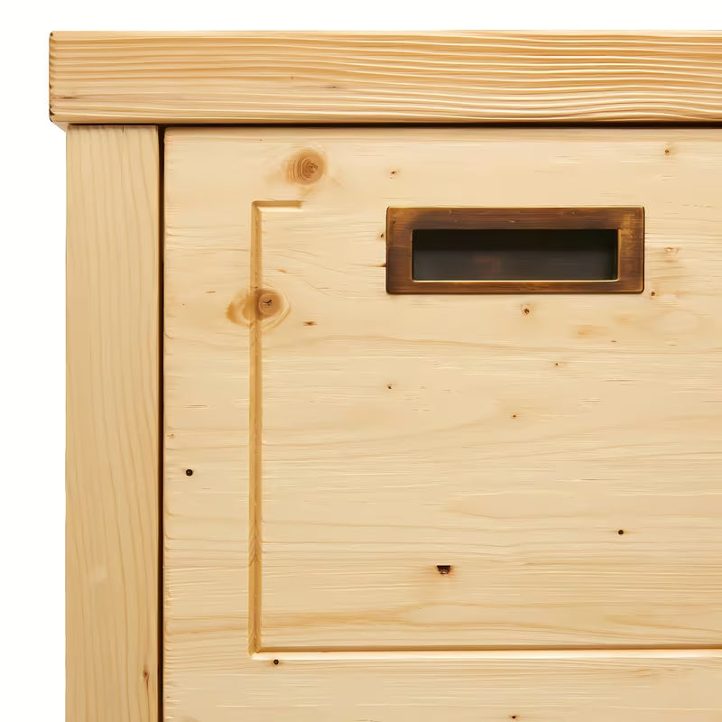 Smeđa stojeći kupaonski ormarić Naturel Country od masivne smreke s četkanom reljefnom površinom.