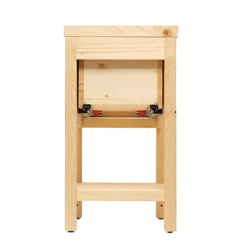 Smeđa stojeći kupaonski ormarić Naturel Country od masivne smreke s četkanom reljefnom površinom.