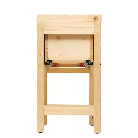 Smeđa stojeći kupaonski ormarić Naturel Country od masivne smreke s četkanom reljefnom površinom.