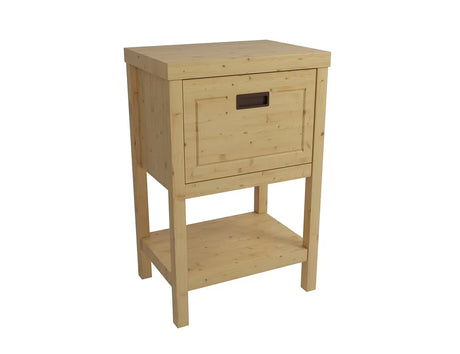 Smeđi stojeći kupaonski ormarić Naturel Country od masivne smreke s četkanom površinom i vratima