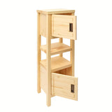 Smeđi stojeći kupaonski ormarić Naturel Country od masivnog smrekovog drva s četkanom površinom.