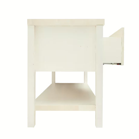 Bijela ormarić ispod umivaonika Naturel Country od masivne smrekovine s dvije ladice i četkanom površinom.