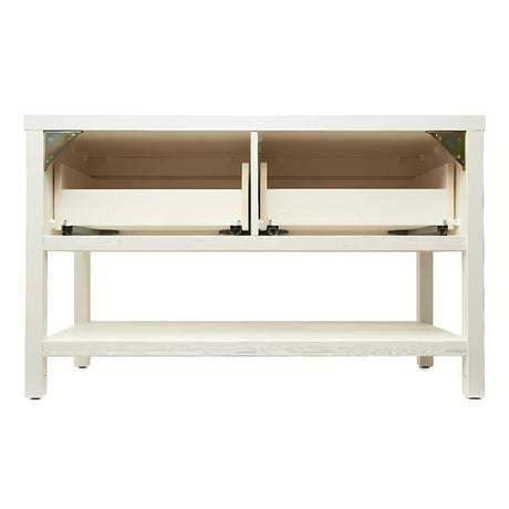 Bijela ormarić ispod umivaonika Naturel Country od masivne smrekovine s dvije ladice i četkanom površinom.