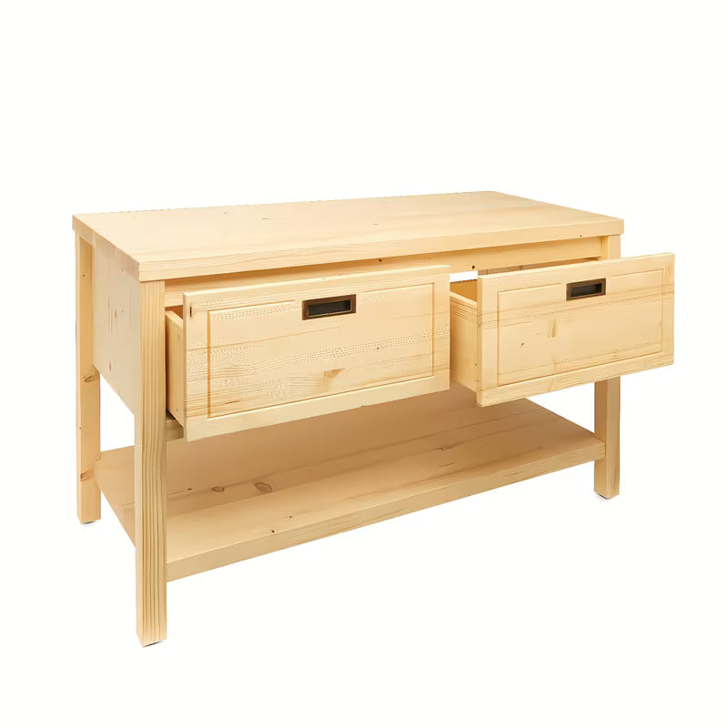 Smeđi ormarić ispod umivaonika Naturel Country od masivne smreke s dvije ladice i četkanom površinom.