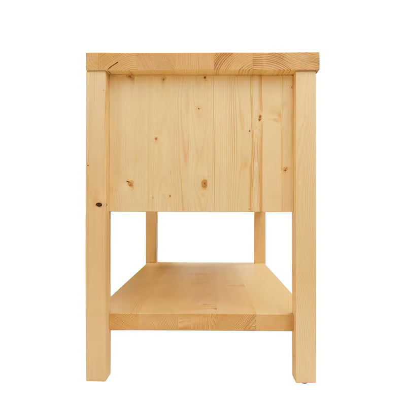 Smeđi ormarić ispod umivaonika Naturel Country od masivne smreke s dvije ladice i četkanom površinom.