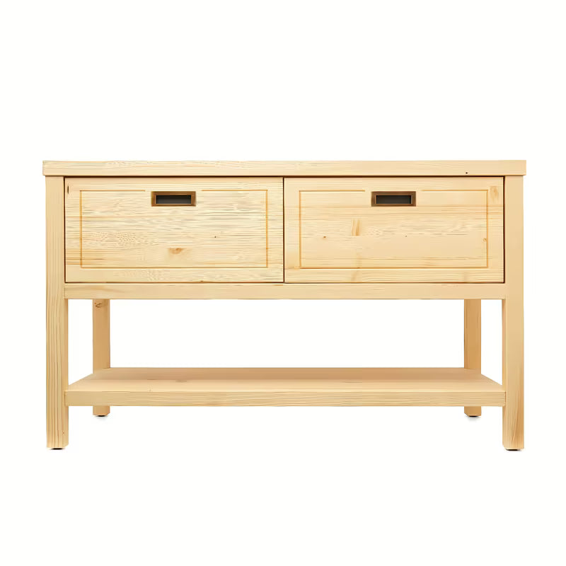 Smeđi ormarić ispod umivaonika Naturel Country od masivne smreke s dvije ladice i četkanom površinom.