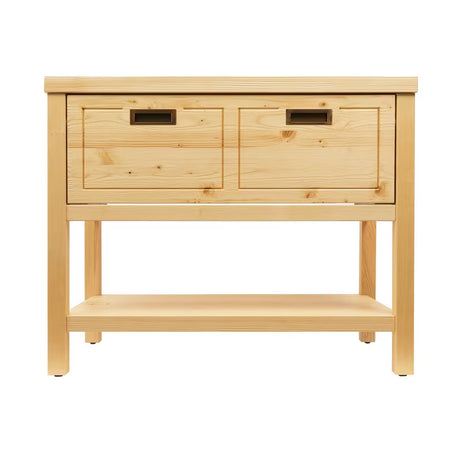 Smeđa stojeći ormarić ispod umivaonika Naturel Country od masivne smrekovine s velikom ladicom.