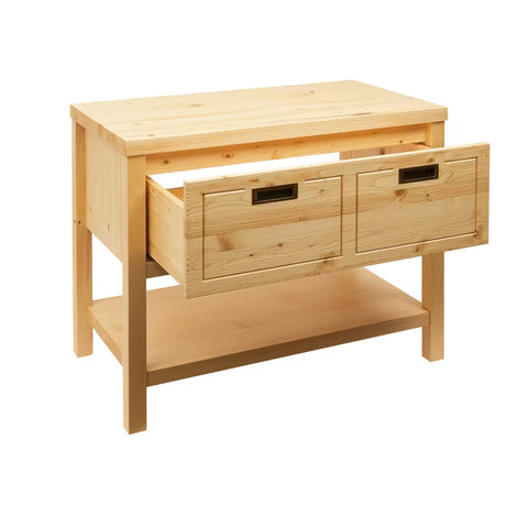 Smeđa stojeći ormarić ispod umivaonika Naturel Country od masivne smrekovine s velikom ladicom.