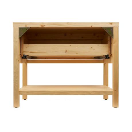 Smeđa stojeći ormarić ispod umivaonika Naturel Country od masivne smrekovine s velikom ladicom.