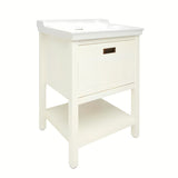 Bijeli stojeći kupaonski ormarić Naturel Country s keramičkim umivaonikom 65x85x53 cm