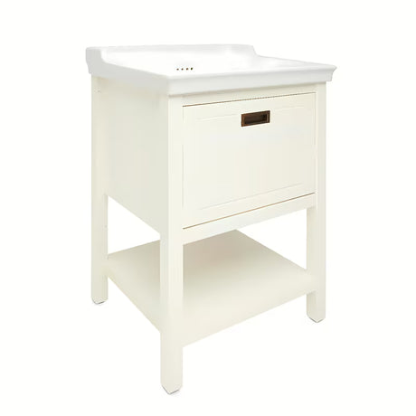 Bijeli stojeći kupaonski ormarić Naturel Country s keramičkim umivaonikom 65x85x53 cm