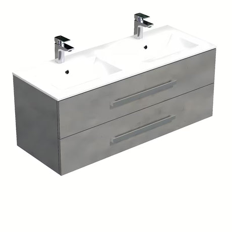 Viseća kupaonski ormarić SAT Cube Way s keramičkim umivaonikom u dekoru imitacije betona 120x53x46 cm.