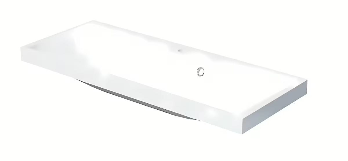 Bijeli umivaonik za kupaonski ormarić Naturel Cube Way 100 x 40 cm od lijevanog mramora s otvorom pro za slavinu u sredini