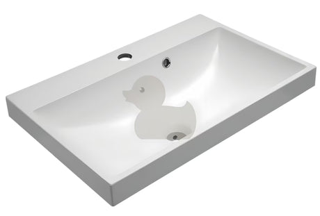 Bijeli umivaonik za kupaonski ormarić Naturel Cube Way 60 x 40 cm od lijevanog mramora s otvorom pro za slavinu u sredini