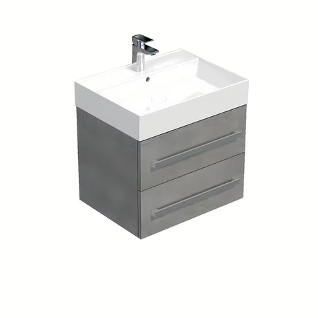 Viseća kupaonski ormarić s keramičkim umivaonikom SAT Cube Way u imitaciji betona