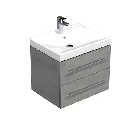 Viseća kupaonski ormarić SAT Cube Way s keramičkim umivaonikom u dekoru imitacije betona 60x53x46 cm.