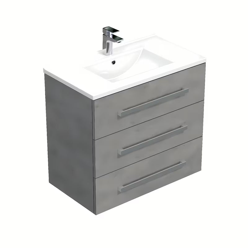 Viseća kupaonski ormarić s keramičkim umivaonikom Naturel Cube Way u dekoru betona, 80 cm