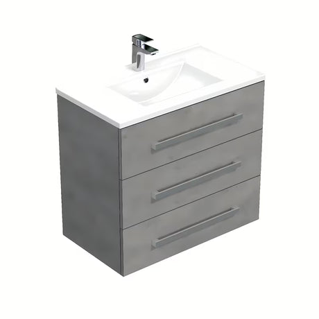 Viseća kupaonski ormarić s keramičkim umivaonikom Naturel Cube Way u dekoru betona, 80 cm