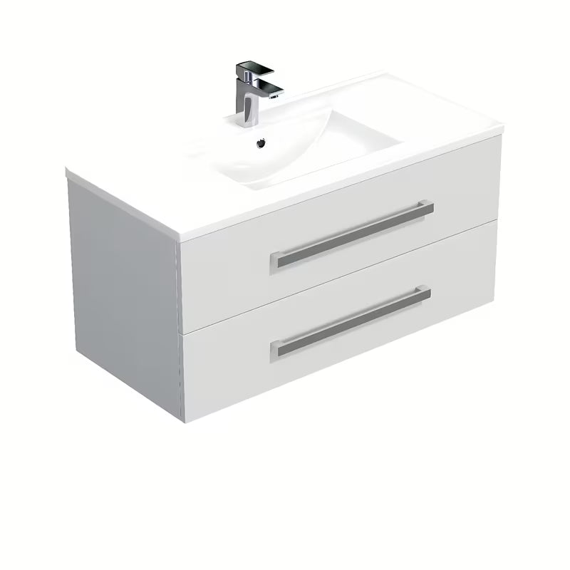 Viseća kupaonski ormarić s keramičkim umivaonikom SAT Cube Way u bijelom sjaju