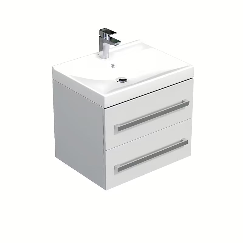 Viseća kupaonski ormarić SAT Cube Way s keramičkim umivaonikom u bijelom sjaju