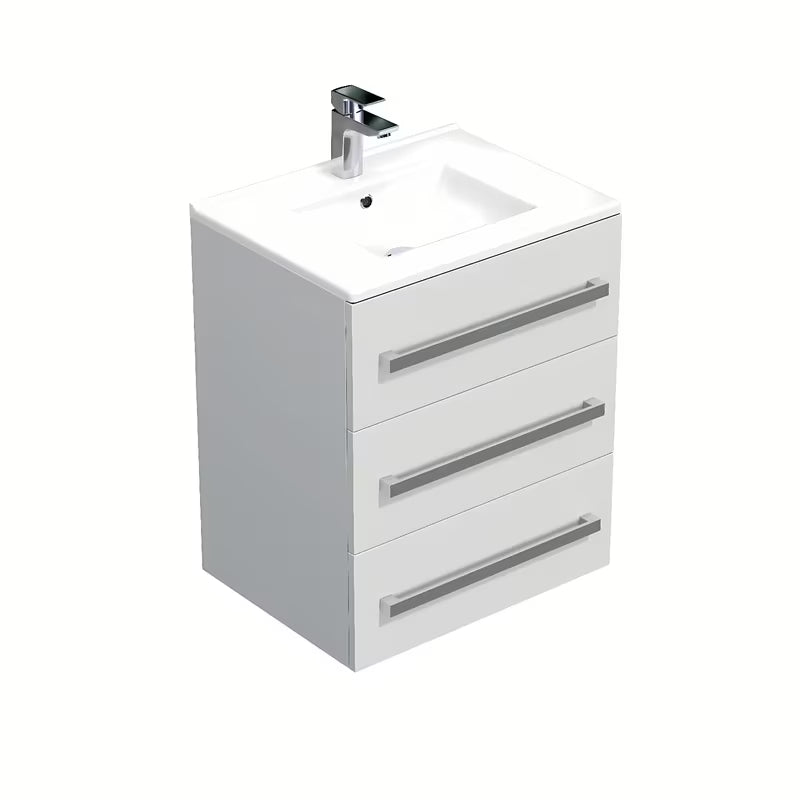 Viseća kupaonski ormarić Naturel Cube Way s keramičkim umivaonikom u bijelom sjaju 60x46x76,5 cm