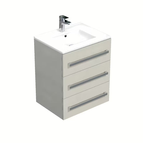 Viseća kupaonski ormarić Naturel Cube Way s keramičkim umivaonikom u dekoru hrasta chamonix