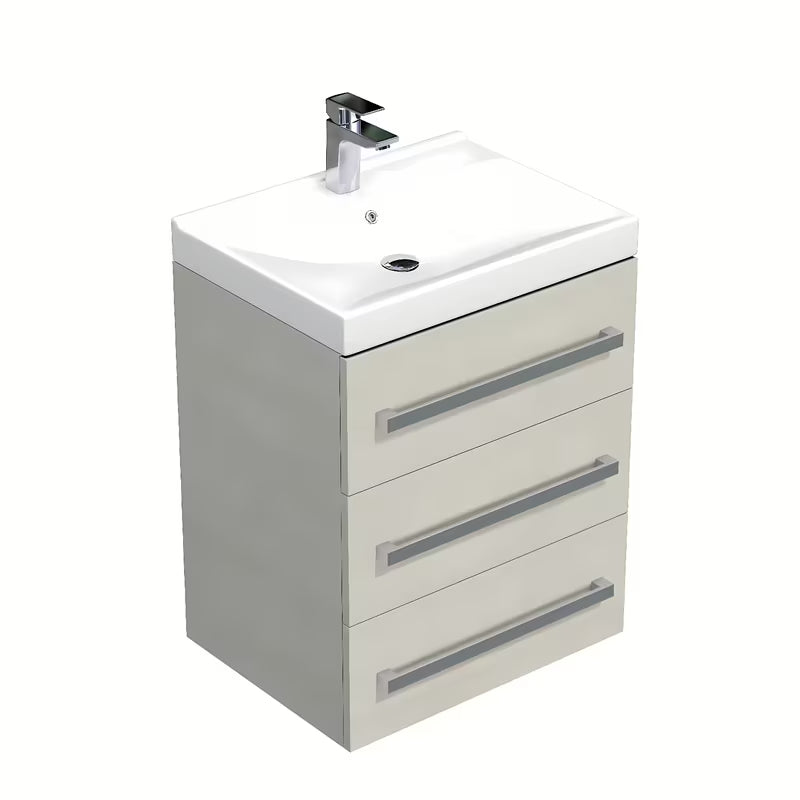 Viseća kupaonski ormarić Naturel Cube Way s keramičkim umivaonikom u dekoru hrasta chamonix