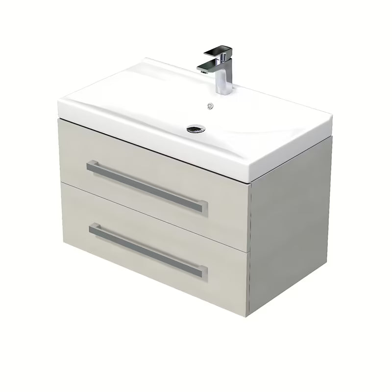 Viseća kupaonski ormarić s keramičkim umivaonikom Naturel Cube Way u dekoru hrast chamonix.