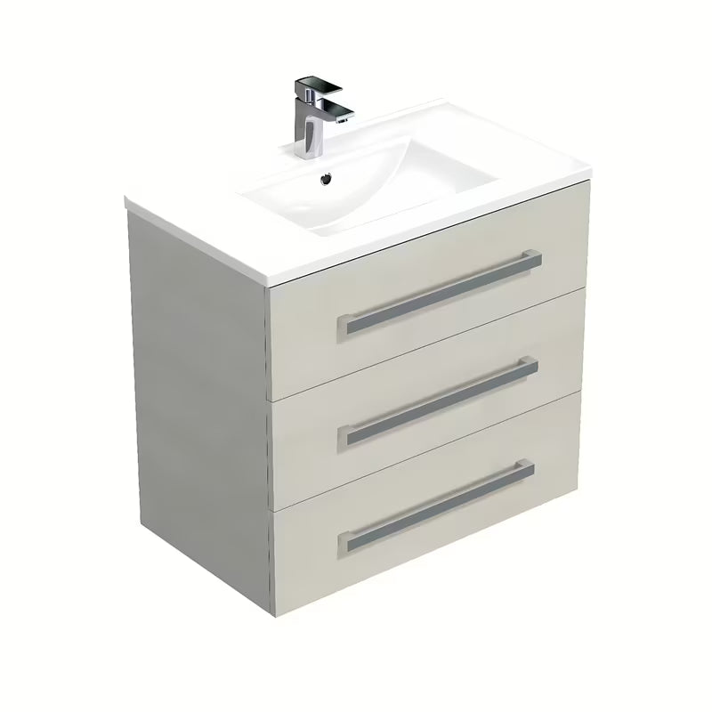 Viseća kupaonski ormarić Naturel Cube Way s keramičkim umivaonikom u dekoru hrasta chamonix