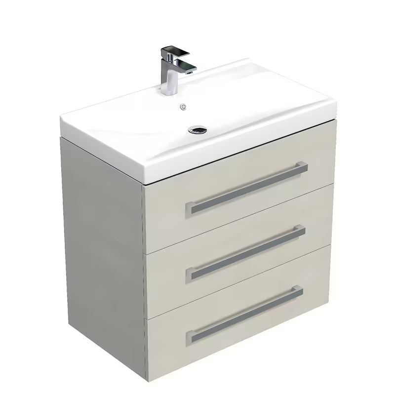 Viseća kupaonski ormarić Naturel Cube Way s keramičkim umivaonikom u dekoru hrasta chamonix