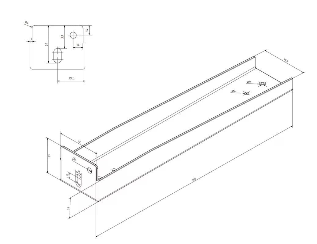 Skrivena pocinčana konzola Naturel Dolce pro za vješanje ploče za umivaonik ili police.
