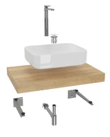 Kupaonski set Naturel Dolce s pločom u dekoru hrasta halifax i umivaonikom na ploču