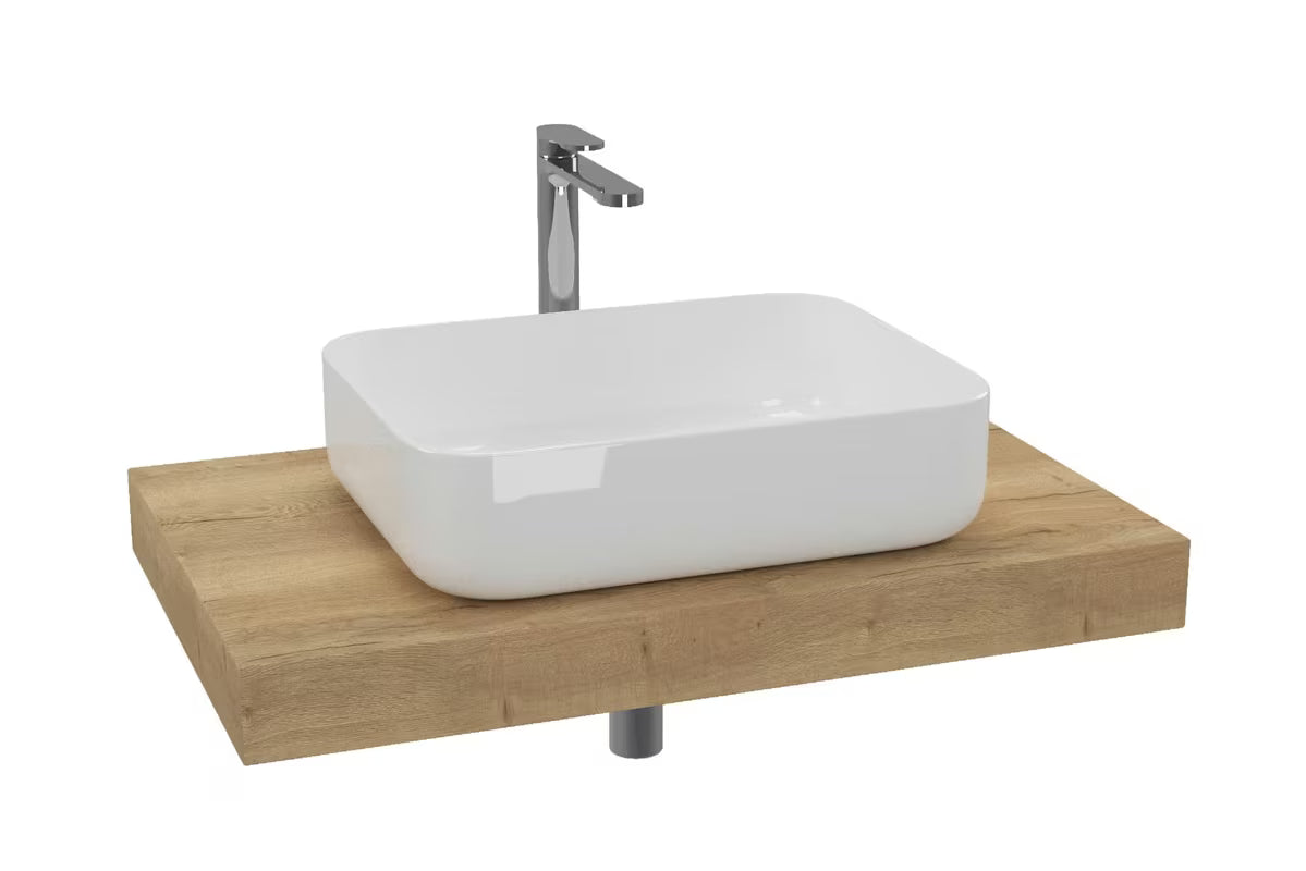 Kupaonski set Naturel Dolce s pločom u dekoru hrasta halifax i umivaonikom na ploču