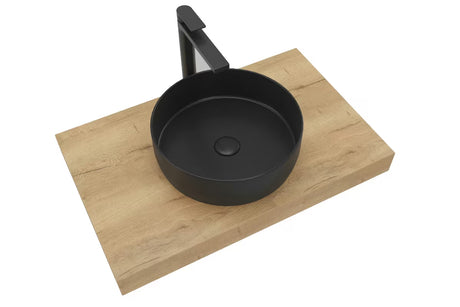 Kupaonski set Naturel Dolce 80x50 cm u dekoru hrasta halifax s umivaonikom na ploču i crnim mat kupaonski dodaci