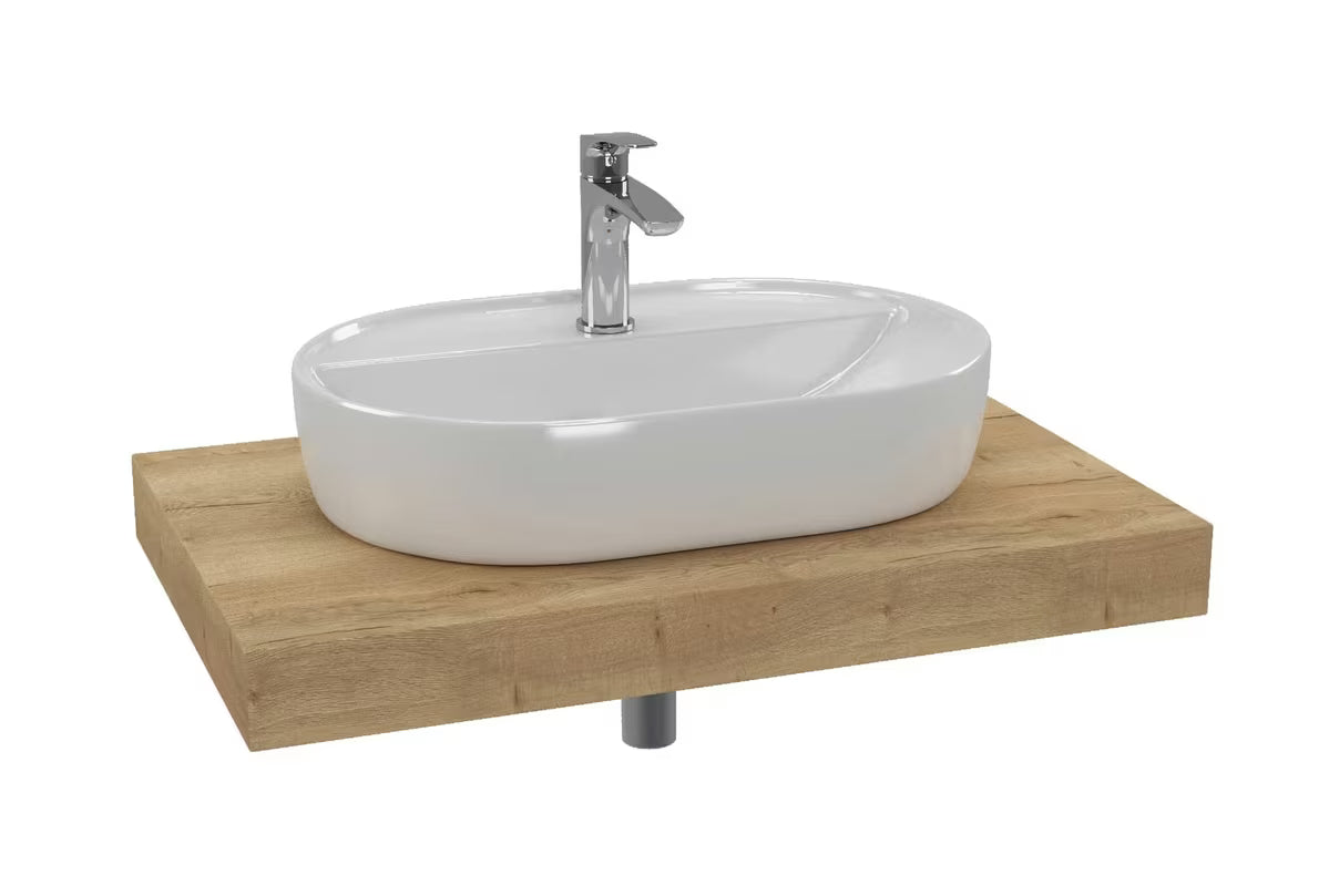Kupaonski set Naturel Dolce 80x50 cm u dekoru hrasta halifax s umivaonikom na ploču i slavinom