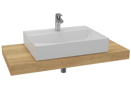 Kupaonski set Naturel Dolce 100x50 cm u dekoru hrasta halifax s umivaonikom na ploču i kromiranom slavinom.