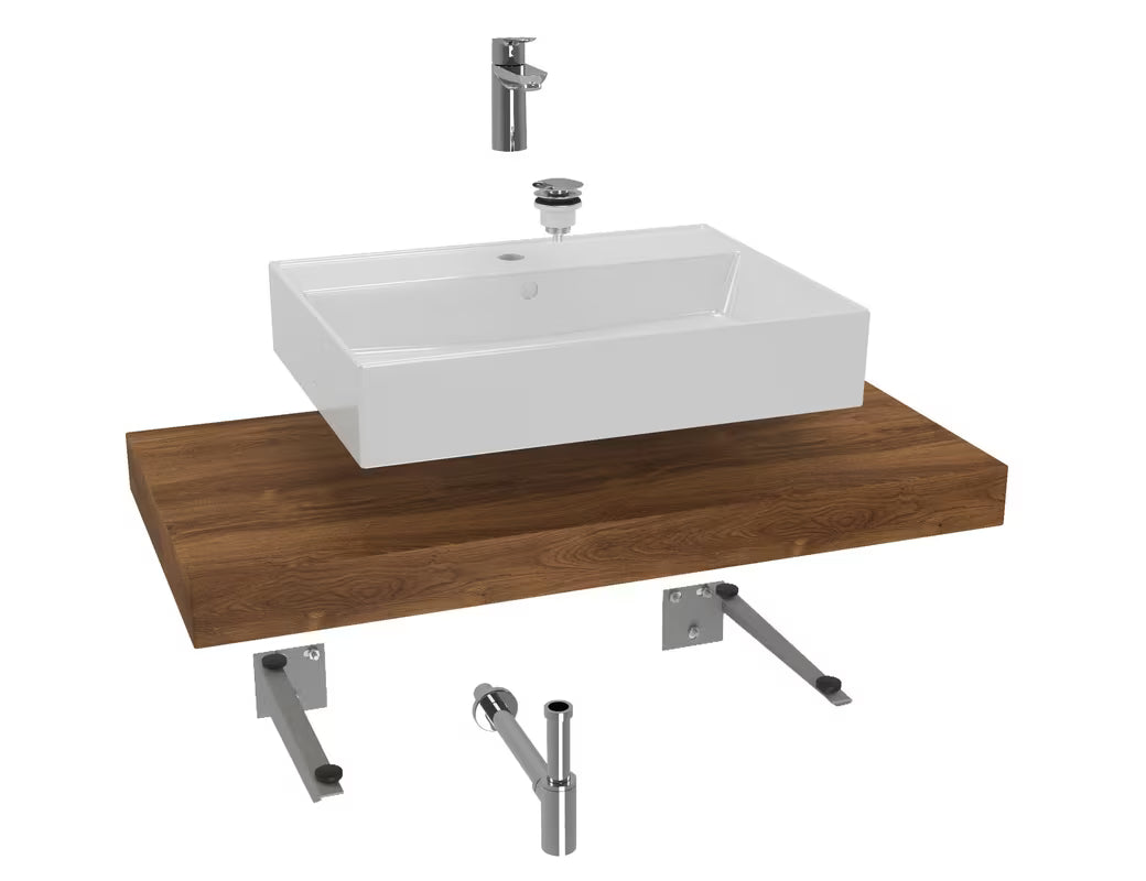 Kupaonski set Naturel Dolce 100x50 cm u dekoru hrasta charleston s umivaonikom, pločom i slavinom