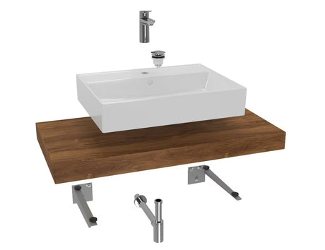 Kupaonski set Naturel Dolce 100x50 cm u dekoru hrasta charleston s umivaonikom, pločom i slavinom