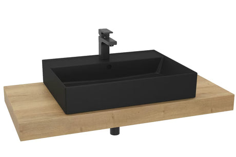 Kupaonski set Naturel Dolce 100x50 cm u dekoru hrasta halifax s crnim mat umivaonikom i slavinom.