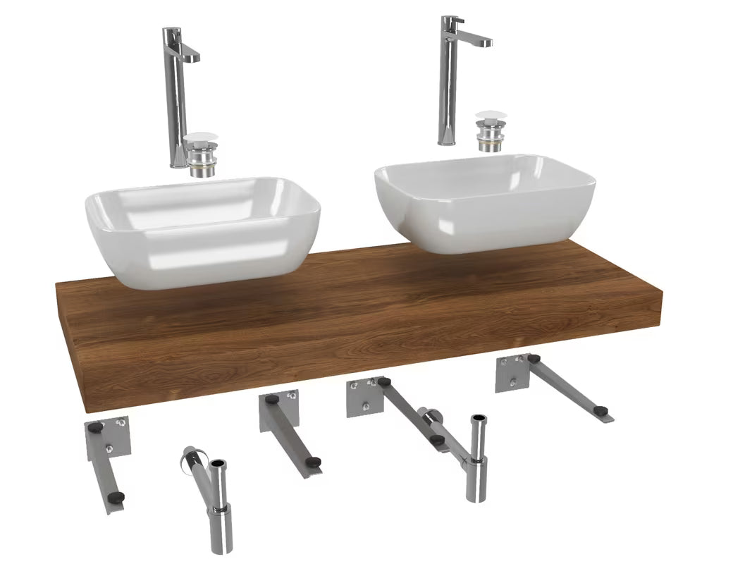 Kupaonski set Naturel Dolce s pločom 120x50 cm u dekoru hrasta charleston pro dva nadgradni umivaonici 