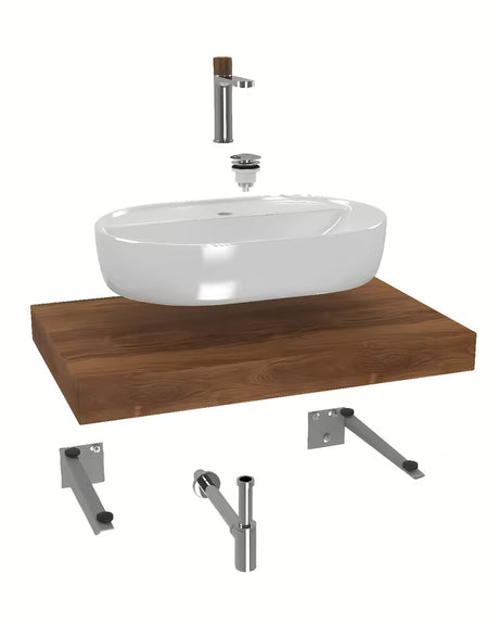 Kupaonski set Naturel Dolce 80x50 cm u dekoru hrasta charleston s umivaonikom na ploču i slavinom