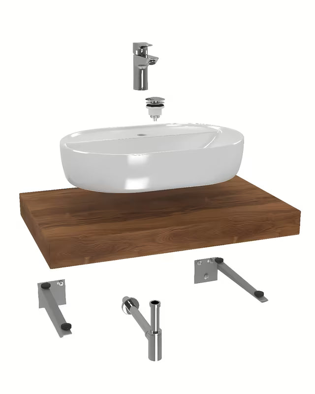 Naturel Dolce kupaonski set s pločom 80x50 cm u dekoru hrasta charleston i umivaonikom na ploču
