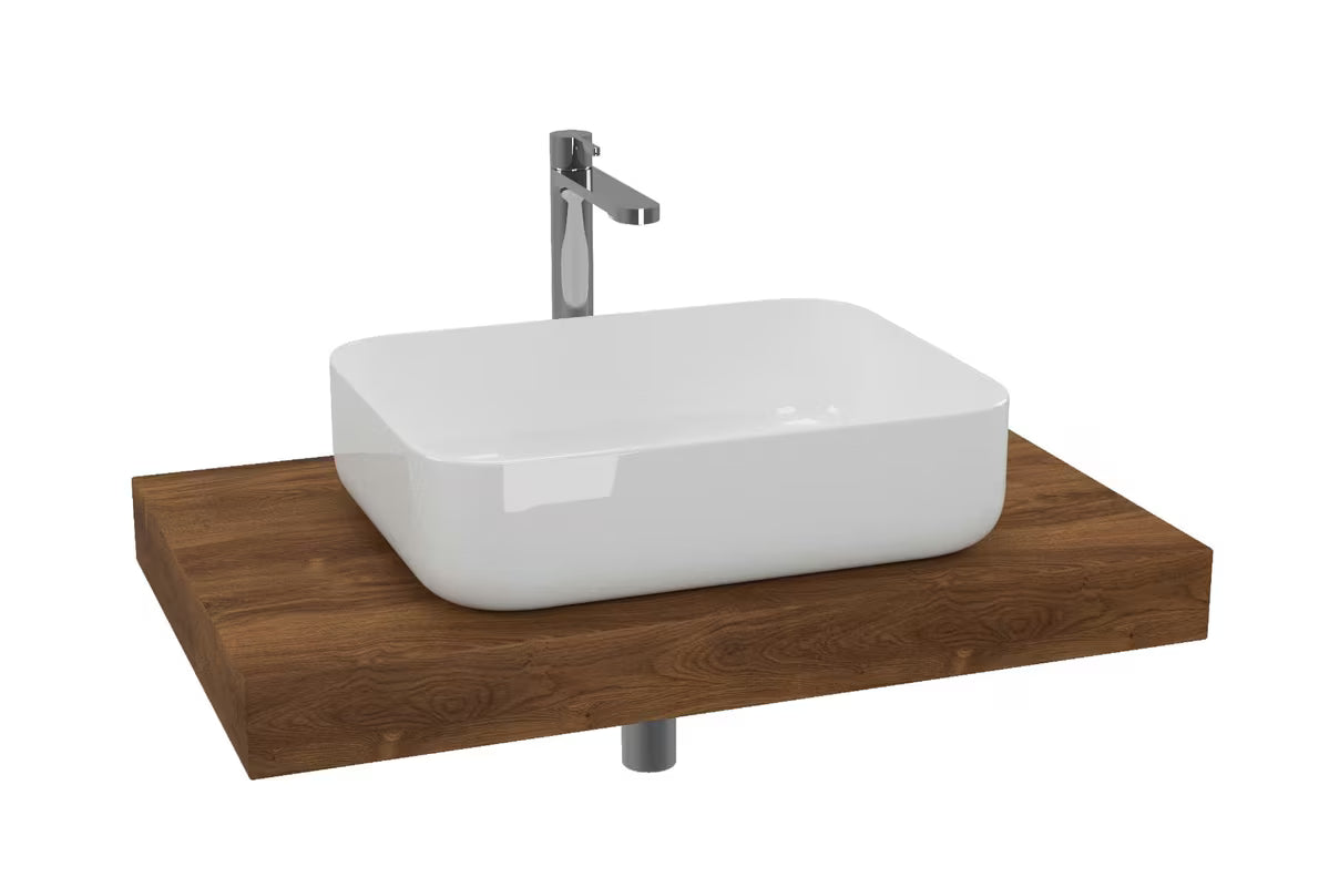 Kupaonski set Naturel Dolce 80x50 cm u dekoru hrasta charleston s umivaonikom na ploču i visokom slavinom.