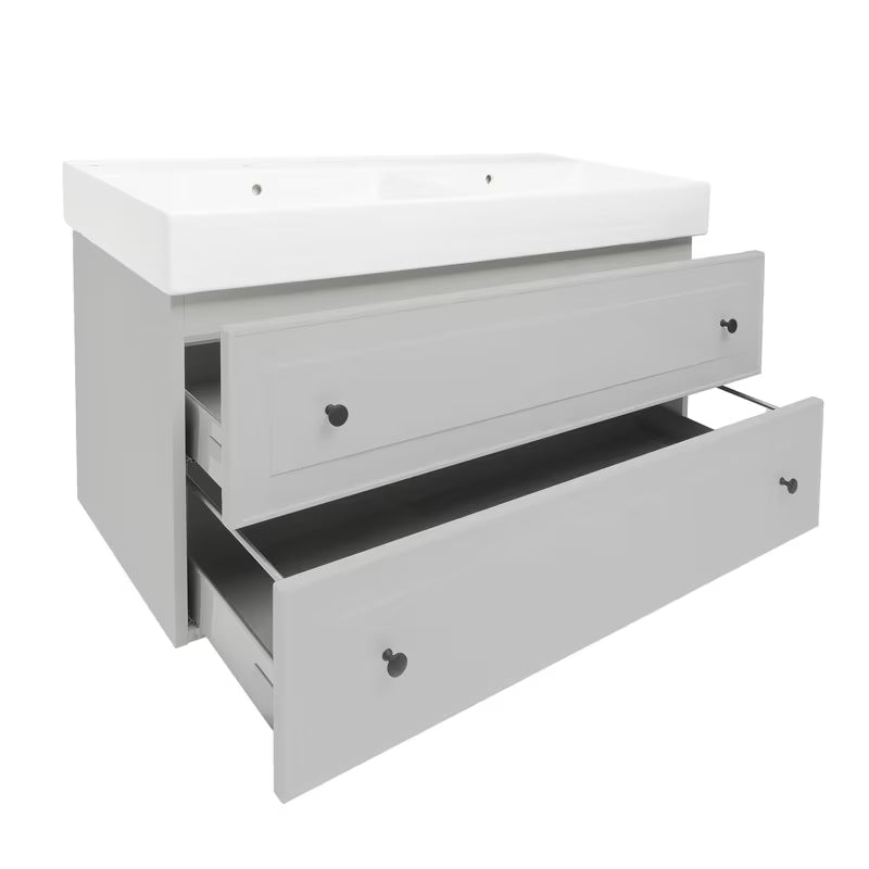 Závěsná koupelnová skříňka Naturel Forli s keramickým umyvadlem v šedo-matné barvě