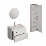 Bijela kupaonski set Naturel Forli s umivaonikom, s LED ogledalom i kromiranom slavinom za umivaonik