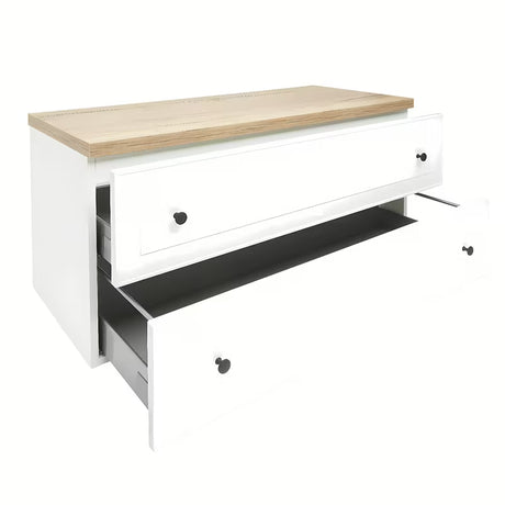 Viseća kupaonski ormarić Naturel Forli u bijeloj boji sa sjajnom površinom i pokrovnom pločom