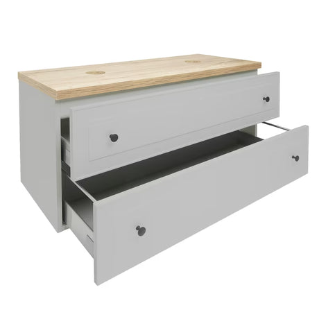 Viseća kupaonski ormarić Naturel Forli u sivoj mat boji s pločom u dekoru hrasta Halifax