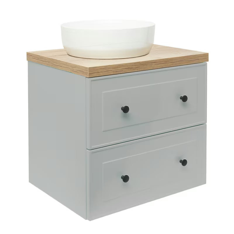 Viseća kupaonski ormarić ispod umivaonika Naturel Forli u sivoj mat boji s pločom u dekoru hrasta Halifax